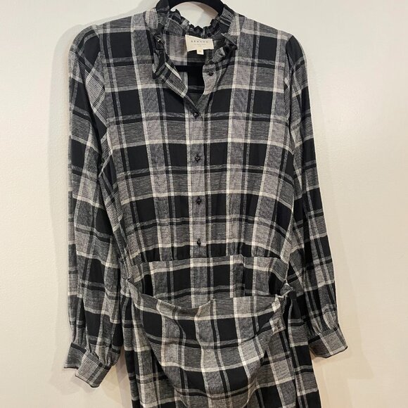 Last Chance EUC Sézane Capri Flannel Mini Wrap Shirtdress Washington Check 38, 6 - Picture 4 of 9